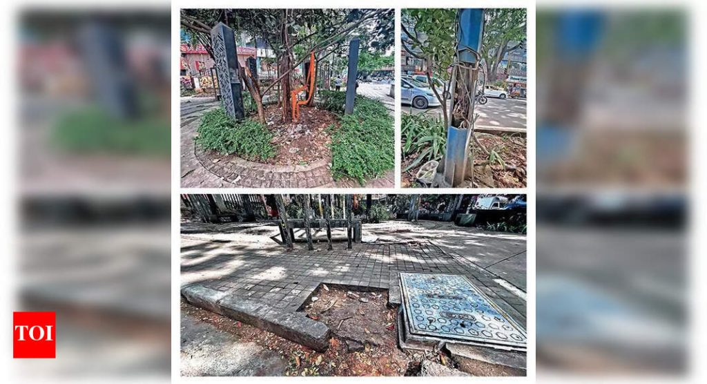 ‘स्मार्ट’ नाही: जेएम रोडवरील हा फूटपाथ दुरवस्थेने ग्रासला आहे